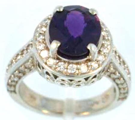 18kt White Gold Amethyst Diamond Ring               10-00003